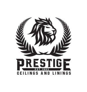 Prestige Ceilings Linings LTD Black White Logo